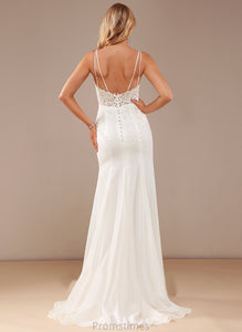 Beading V-neck With Lace Wedding Court Trumpet/Mermaid Train Chiffon Dress Wedding Dresses Paloma Lace