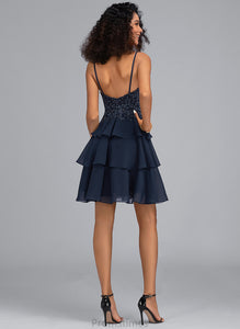 A-Line Homecoming Homecoming Dresses Sweetheart Dress Sequins Lace Chiffon Short/Mini Beading Keyla With