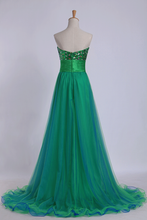 Load image into Gallery viewer, 2022 Sweetheart Prom Dresses Empire Waist Floor Length With Beading/Sequins Tulle