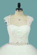 Load image into Gallery viewer, 2024 Straps Wedding Dresses Tulle With Applique And Beaded Waistline Open Back