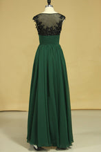 Load image into Gallery viewer, 2022 Prom Dresses Scoop A Line With Ruffles &amp; Applique Floor Length New