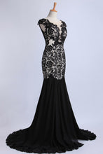 Load image into Gallery viewer, 2022 Prom Dresses Mermaid Open Back Sweep/Brush Train Chiffon&amp;Lace