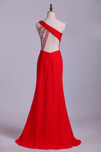 Load image into Gallery viewer, 2022 Petite Size Evening Dresses Floor Length One Shoulder Chiffon With Slit