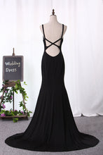 Load image into Gallery viewer, 2024 Mermaid Evening Dresses Spaghetti Straps Open Back Spandex With Slit