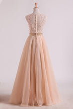 Load image into Gallery viewer, 2022 Hot Prom Dresses Scoop A Line With Sash And Applique