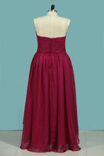 Load image into Gallery viewer, 2022 Asymmetrical Bridesmaid Dresses Sweetheart Ruched Bodice A Line