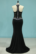 Load image into Gallery viewer, 2024 Scoop Mermaid Prom Dresses Spandex With Beading Sweep Train