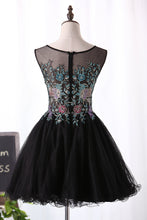 Load image into Gallery viewer, 2022 A-Line Scoop Homecoming Dresses Short/Mini Tulle With Beads &amp; Appliques