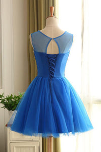 2022 Scoop Homecoming Dresses A Line Tulle With Beading Lace Up