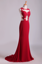 Load image into Gallery viewer, 2022 Scoop Mermaid Wedding/Prom Dresses With Applique Chiffon