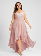 Load image into Gallery viewer, Chiffon Lace Rhoda Asymmetrical A-Line Off-the-Shoulder Prom Dresses With Pleated