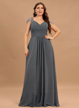 Load image into Gallery viewer, Neckline Embellishment Silhouette Floor-Length Sequins Pleated Fabric Beading Length V-neck A-Line Amanda Bridesmaid Dresses