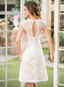 Wedding A-Line Dress Gill Lace Satin Wedding Dresses Knee-Length