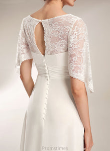 Melody V-neck Floor-Length Wedding Dresses Wedding Chiffon Lace Sheath/Column Dress