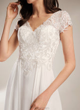 Load image into Gallery viewer, Chiffon Dress Asymmetrical Lace A-Line Roselyn Wedding Dresses Wedding V-neck