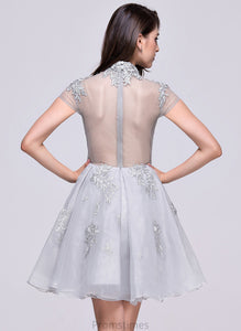 Homecoming Organza A-Line Appliques Lace With Shaniya High Dress Tulle Homecoming Dresses Short/Mini Neck Lace