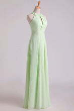 Load image into Gallery viewer, 2024 Sexy Scoop A Line Bridesmaid Dresses Chiffon With Beads Sage