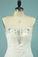 Load image into Gallery viewer, 2024 Wedding Dresses Mermaid Scalloped Neck Tulle With Applique And Beading Court Train