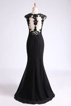 Load image into Gallery viewer, 2024 Scoop Prom Dresses Mermaid Chiffon With Applique