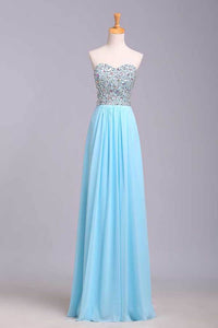 2022 Big Clearance Prom Dresses A-Line Sweetheart Chiffon Floor Length With Beading/Sequins