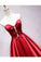 A Line Sweetheart Red Satin Lace Up Long Prom Dresses With Bowknot, Cheap Formal Dresses
