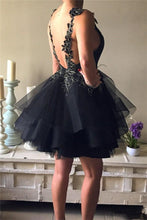Load image into Gallery viewer, 2024 Sexy Open Back Homecoming Dresses A Line Straps Tulle With Applique