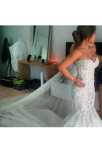 Load image into Gallery viewer, 2024 Wedding Dresses Sweetheart Tulle With Applique Court Train Mermaid