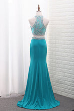 Load image into Gallery viewer, 2022 Spandex Mermaid Two-Piece Scoop Prom Dresses Beaded Bodice