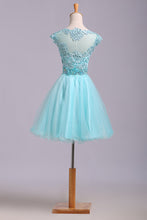 Load image into Gallery viewer, 2024 Homecoming Dresses A Line Scoop Short/Mini Tulle&amp;Lace