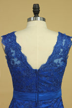 Load image into Gallery viewer, 2024 Sheath/Column Evening Dresses Off The Shoulder Lace With Ribbon Dark Royal Blue