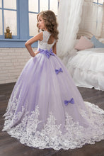 Load image into Gallery viewer, 2024 Flower Girl Dresses Scoop Ball Gown Tulle With Applique And Bow Knot