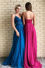 Load image into Gallery viewer, Spaghetti Straps A-Line Long Cheap Prom Dresses With Lace Top