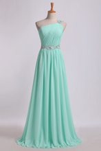 Load image into Gallery viewer, 2022 Prom Dresses One Shoulder A-Line Chiffon With Beading&amp;Sequins Floor Length