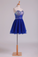 2022 New Arrival Dark Royal Blue A Line Sweetheart Homecoming Dresses Tulle Short With Beads
