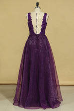 Load image into Gallery viewer, 2024 Hot Prom Dresses Scoop A Line With Sash And Applique Grape
