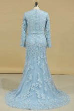 Load image into Gallery viewer, 2024 Hot Muslim Prom Dresses Mermaid/Trumpet With Applique &amp; Sash Long Sleeves