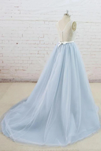 Load image into Gallery viewer, Tulle Sheer Back A Line Round Neck Formal Prom Dress