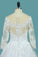 2022 A Line 3/4 Length Sleeves Tulle Scoop Wedding Dresses With Applique