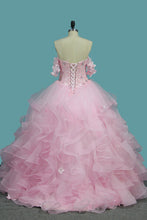 Load image into Gallery viewer, 2022 Tulle Ball Gown Sweetheart Quinceanera Dresses With Applique And Beading