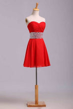 Load image into Gallery viewer, 2022 Homecoming Dresses A Line Sweetheart Short/Mini With Rhinestone Chiffon