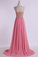 2024 Prom Gown A-Line Sweetheart Sweep/Brush With Beading&Rhinestone Chiffon