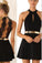 2022 A Line/Princess Scoop Neck Black Homecoming Dresses Chiffon With Gold Belt