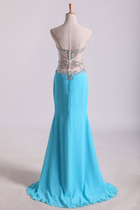 2022 Sweetheart Prom Dresses A Line Chiffon With Beading