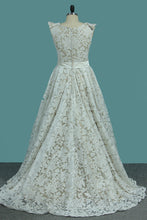 Load image into Gallery viewer, 2024 Lace Scoop Asymmetrical Prom Dresses A Line Zipper Up
