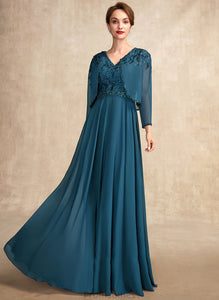 Bride of V-neck Beading A-Line Dress With Harper Chiffon Mother Mother of the Bride Dresses Sequins Lace Floor-Length the