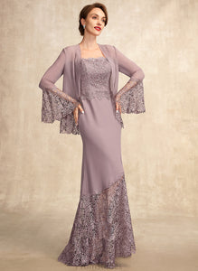 Trumpet/Mermaid Janice Neckline Mother of the Bride Dresses Mother of Chiffon Asymmetrical Square Lace Bride Dress the