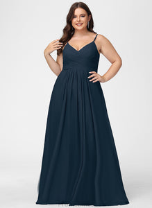 V-neck Pleated Prom Dresses Floor-Length Chiffon With A-Line Rita