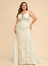 Load image into Gallery viewer, Lace Chapel Tulle V-neck Wedding Dresses Rosalyn Dress Wedding Trumpet/Mermaid Train