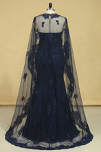 Load image into Gallery viewer, 2022 Mermaid Sweetheart Prom Dresses Lace With Beading And Applique Dark Navy Plus Size