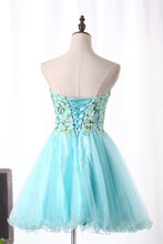 Load image into Gallery viewer, 2024 A-Line Sweetheart Homecoming Dresses Short/Mini Tulle With Embroidery And Beads